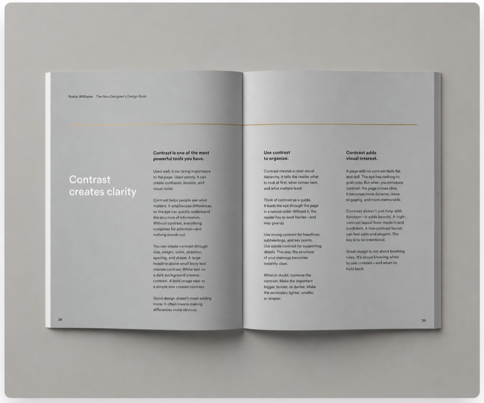 Open InDesign book spread showing a clean professional page layout.